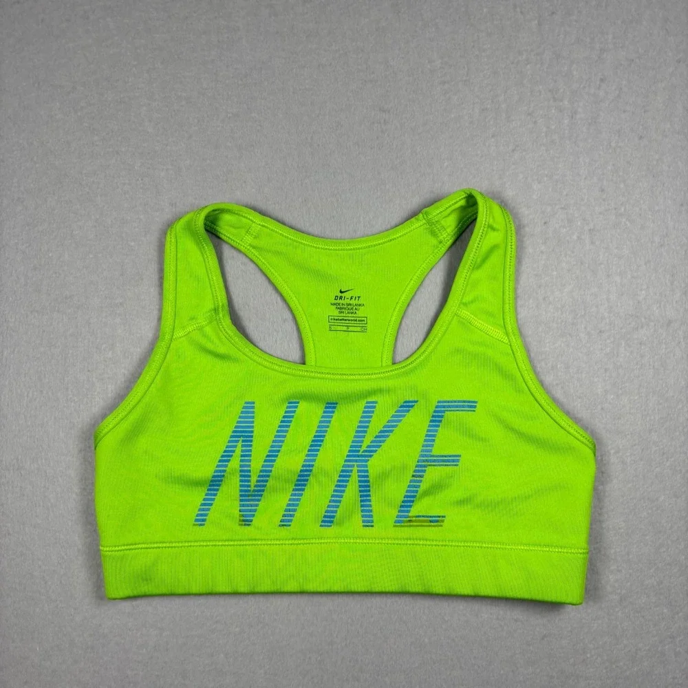 Nike Dri-Fit Womens Sports Bra Size Small Lime Green Racerback Workout Athletic